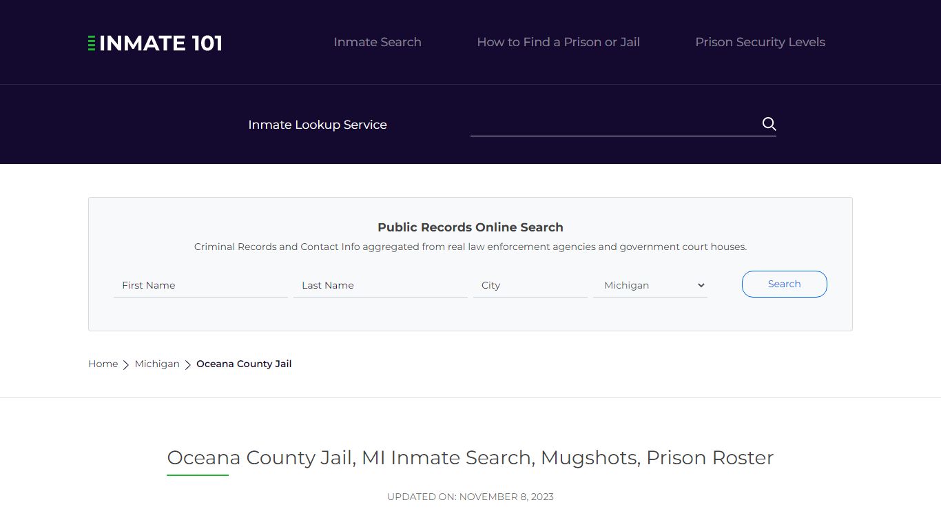 Oceana County Jail, MI Inmate Search, Mugshots, Prison Roster